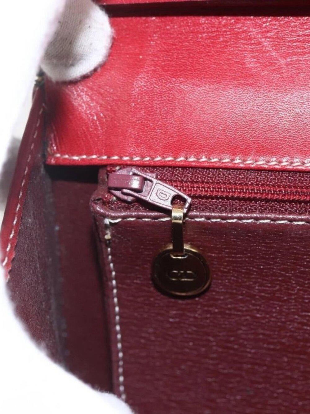 Christian Dior Hand Bag Leather 2way Red Gold Auth 159290 - Picture 10 of 16